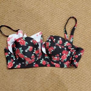 Rose and  skull bikini top